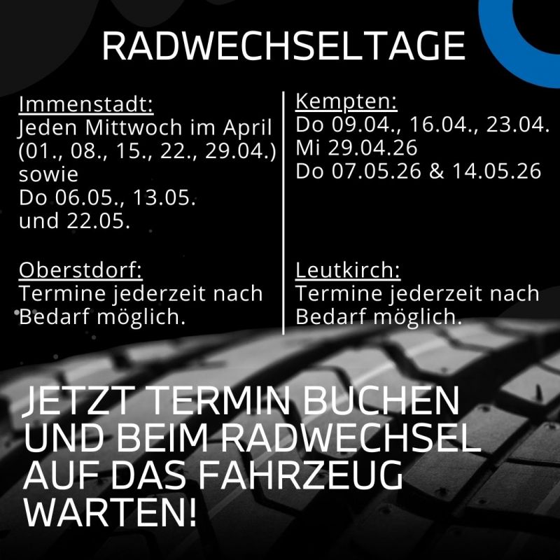Radwechseltage im Frühjahr. Jetzt Termin buchen. Radwechseltage im Frühjahr. Jetzt Termin buchen.