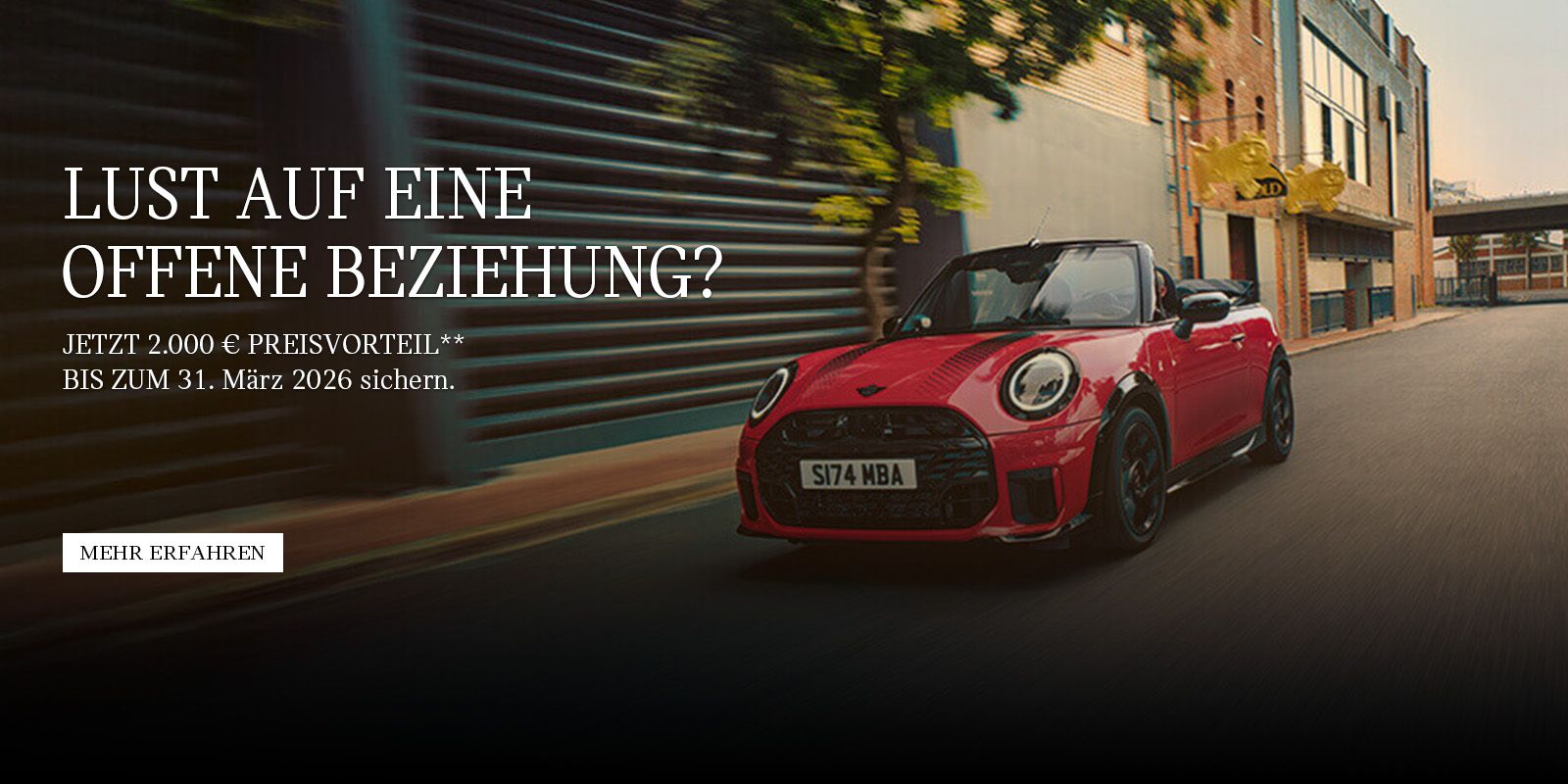 Das neue MINI Cooper Cabrio, jetzt Preisvorteil von 2000€ sichern.